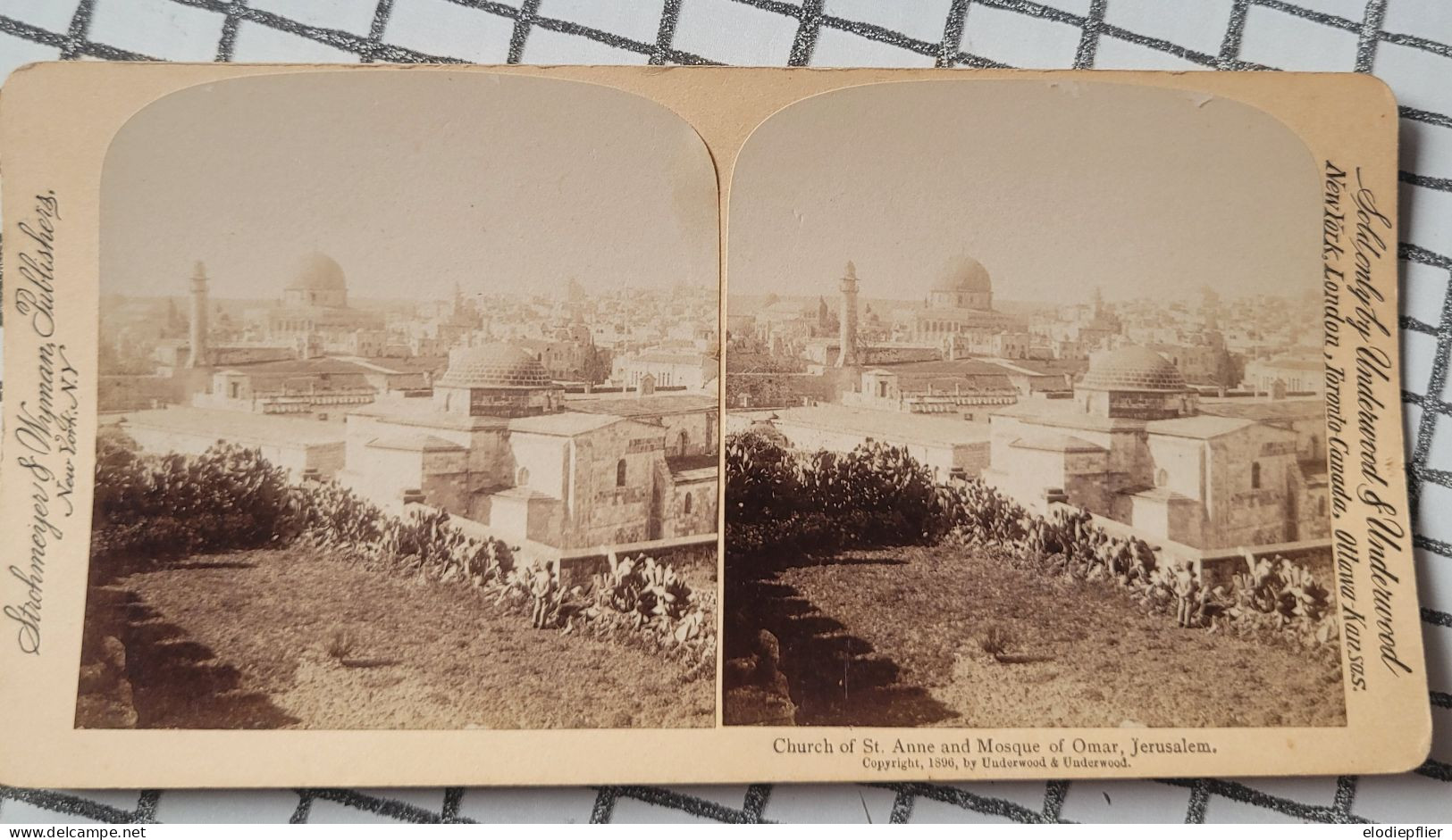 L'église Sts. Anne Et La Mosquée D'omar, Jerusalem. Underwood Stéréo - Stereoskope - Stereobetrachter