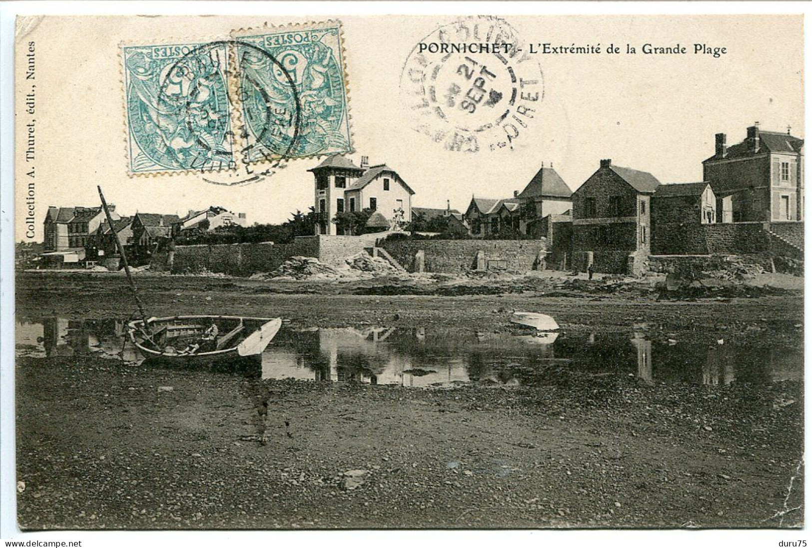 CPA Voyagé 1904  * PORNICHET L'Extrémité De La Grande Plage * Collection A. Thuret - Pornichet