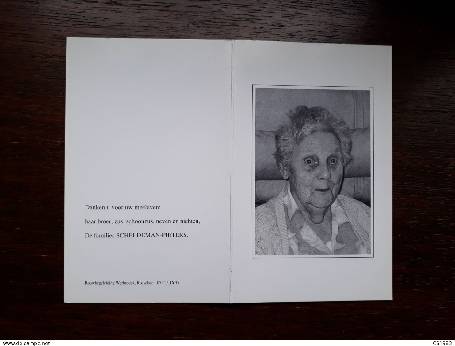 Madeleine Scheldeman ° Hébécourt (F) 1921 + Roeselare 2005 (Fam: Pieters) - Esquela