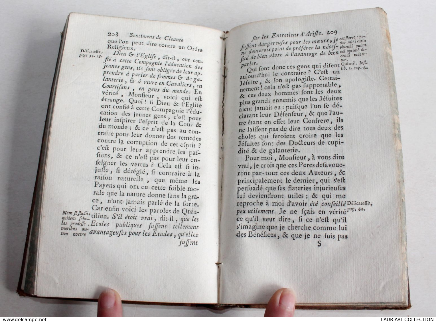 SENTIMENS DE CLEANTE SUR LES ENTRETIENS D'ARISTE & D'EUGENE Par B. D'AUCOUR 1776 / ANCIEN LIVRE XVIIIe SIECLE (2204.13) - 1701-1800