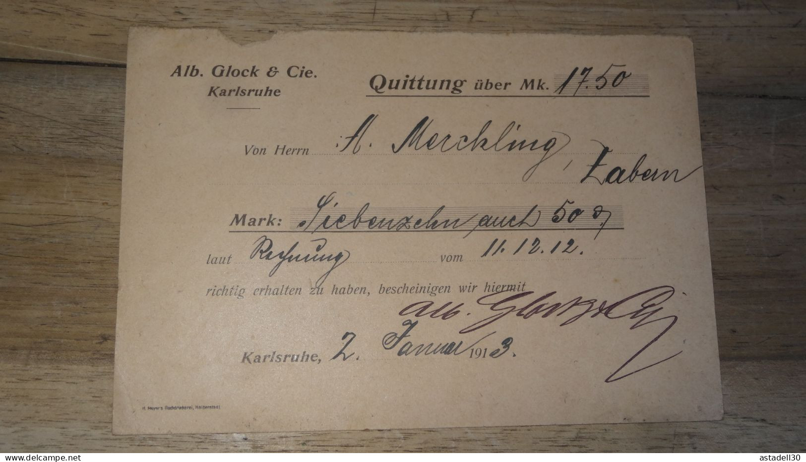 Germany Karlsruhe Pour Zabern 1912   ......... Boite1 ...... 240424-92 - Covers & Documents