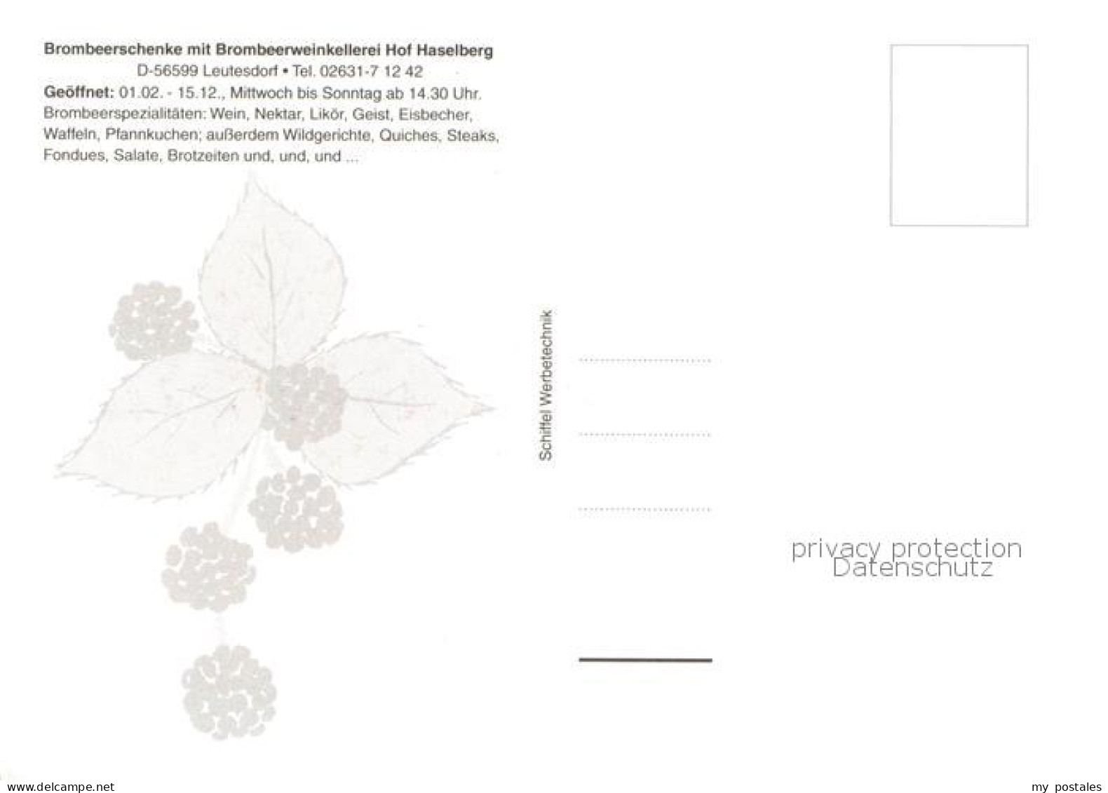 73751472 Leutesdorf Rhein Brombeerschenke Mit Brombeerweinkellerei Hof Haselberg - Autres & Non Classés