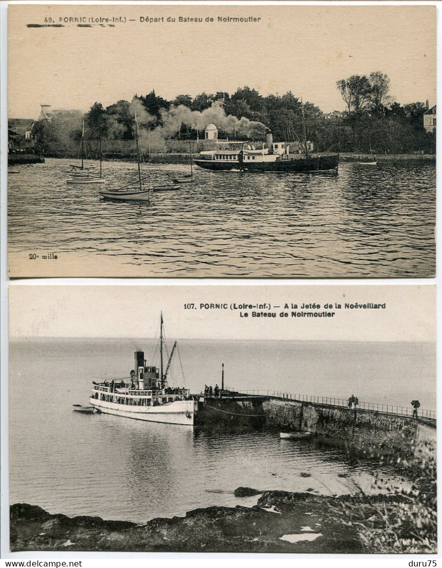 LOT 2 CPA Non écrites * PORNIC Départ Du Bateau De Noirmoutier & A La Jetée De Noëveillard Bateau De Noirmoutier - Pornic