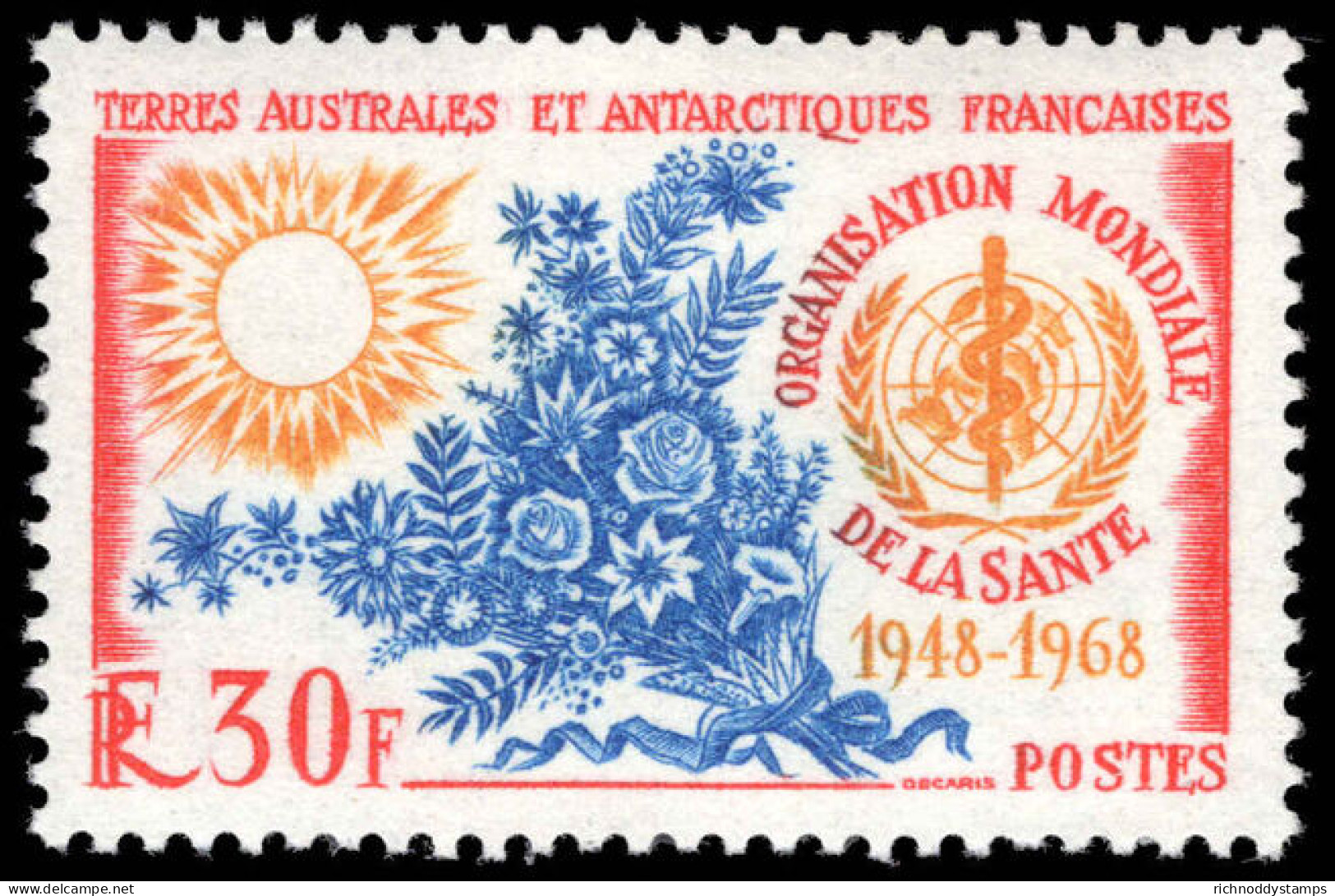 FSAT 1968 World Health Organisation Unmounted Mint. - Nuevos