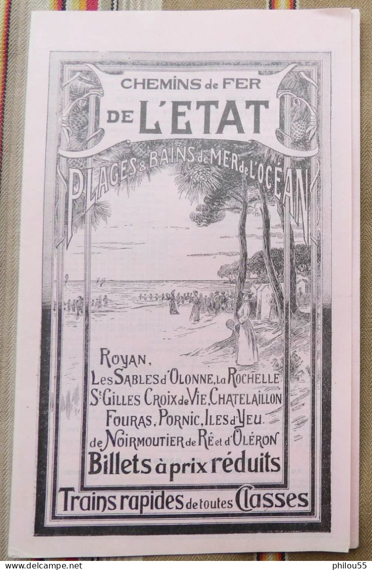 Depliant 4 Volets 17 44 85  CHEMINS DE FER DE L'ETAT  Saison D'ete 1908 - Dépliants Touristiques