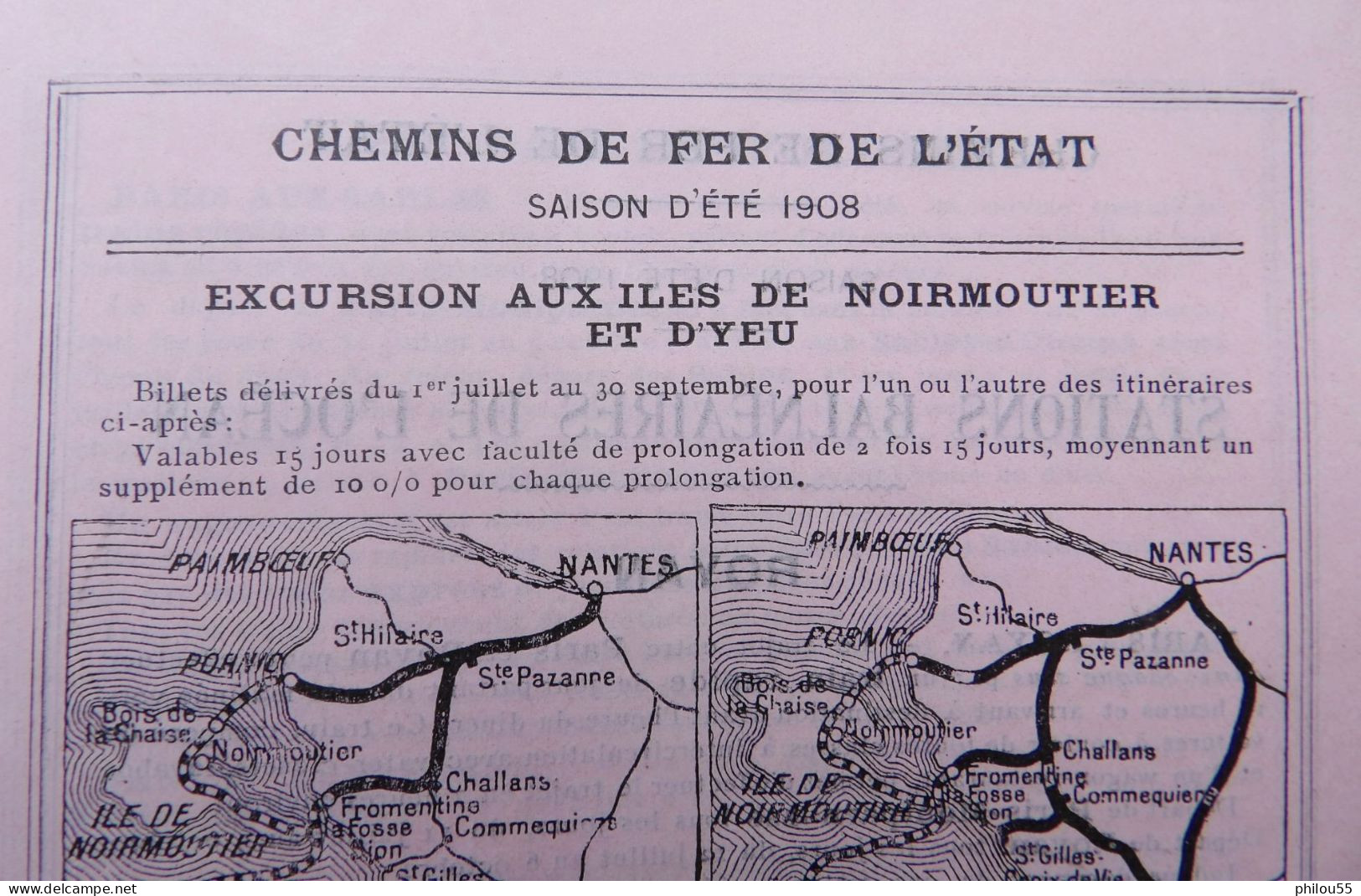 Depliant 4 Volets 17 44 85  CHEMINS DE FER DE L'ETAT  Saison D'ete 1908 - Reiseprospekte