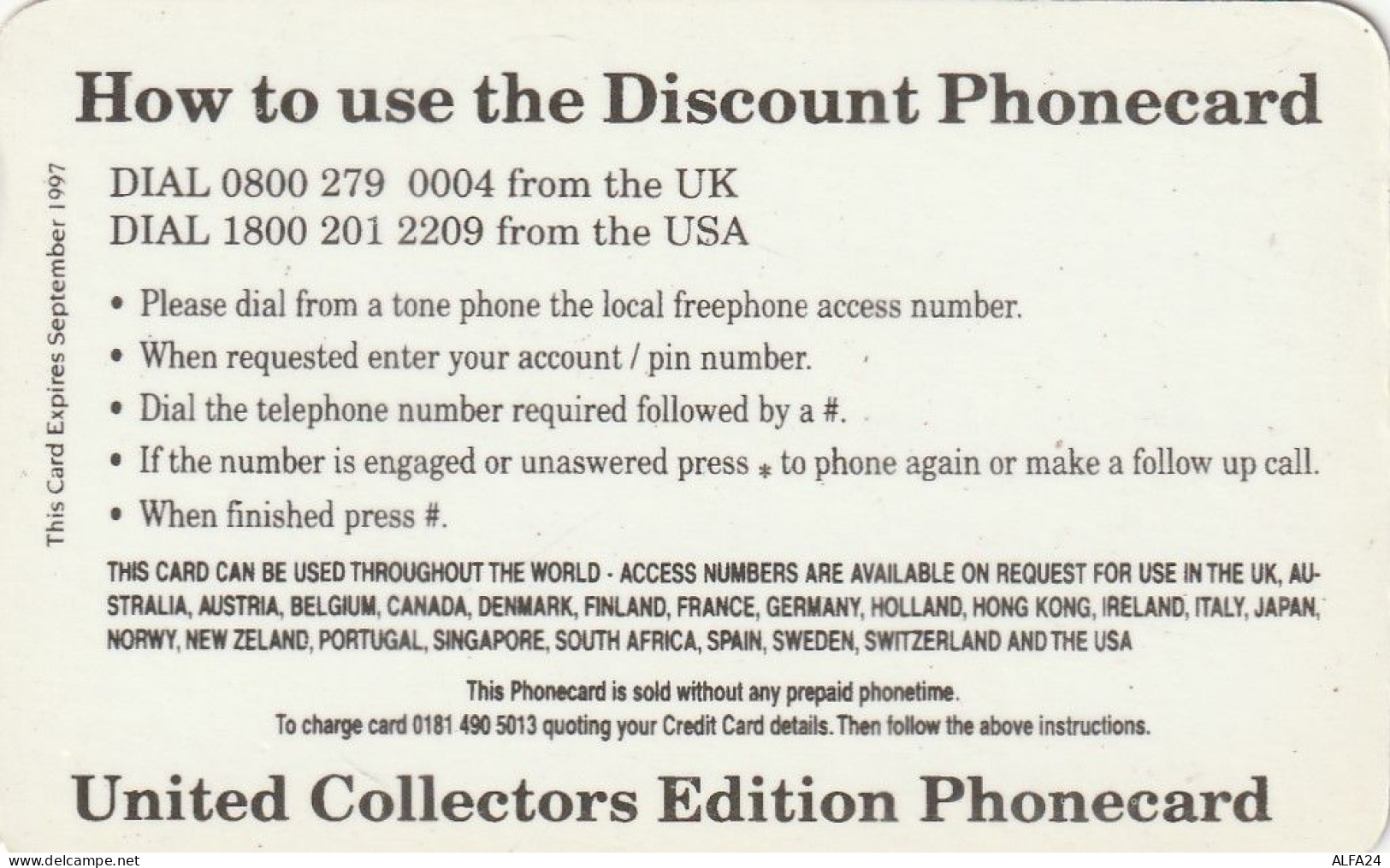 PREPAID PHONE CARD UK LADY DIANA (CZ1991 - BT Kaarten Voor Hele Wereld (Vooraf Betaald)