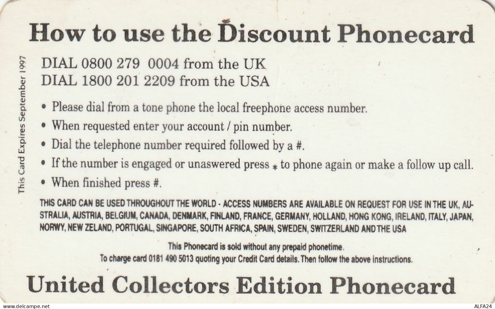 PREPAID PHONE CARD UK LADY DIANA (CZ1995 - BT Kaarten Voor Hele Wereld (Vooraf Betaald)