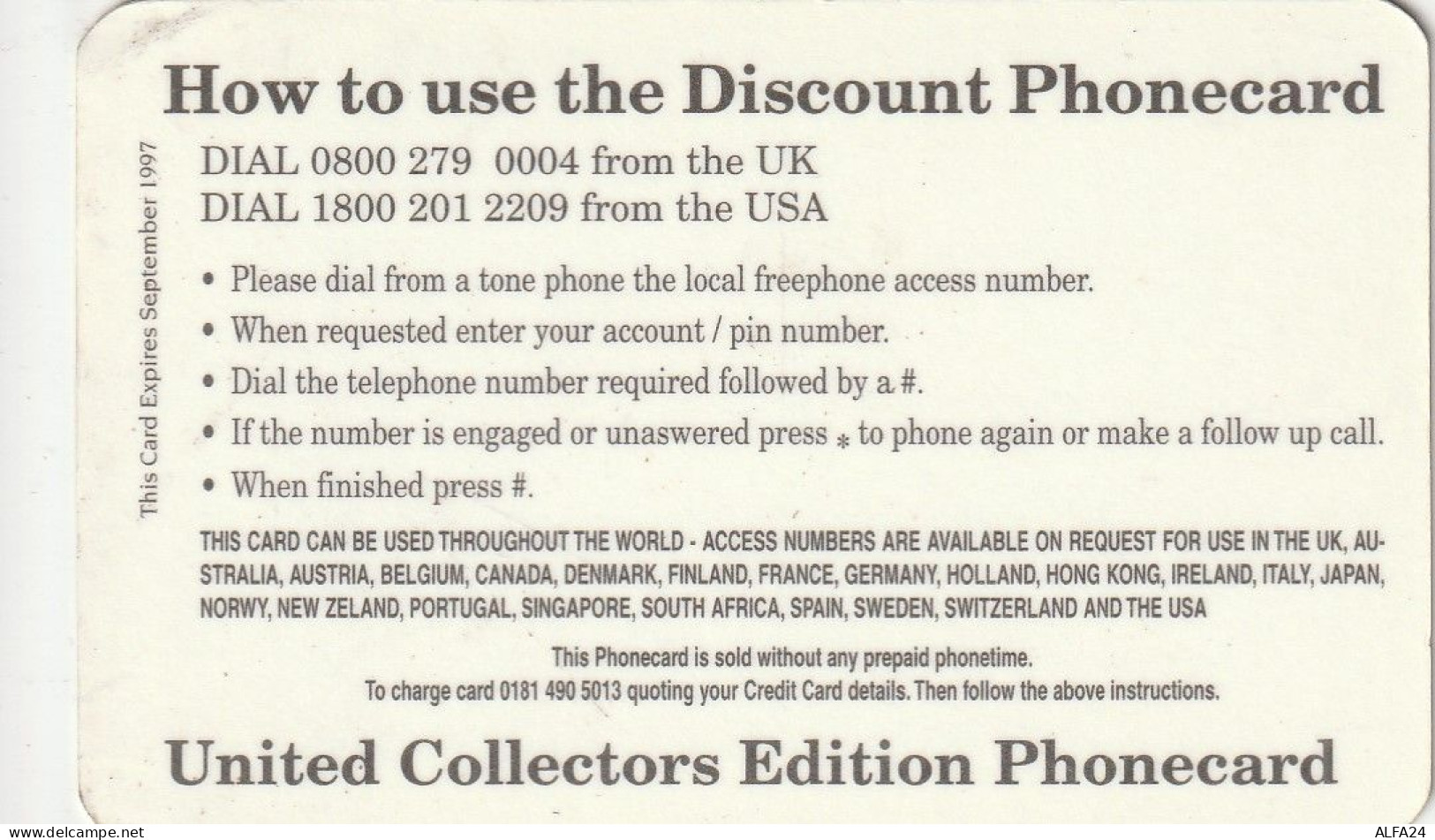 PREPAID PHONE CARD UK LADY DIANA (CZ1994 - BT Cartes Mondiales (Prépayées)