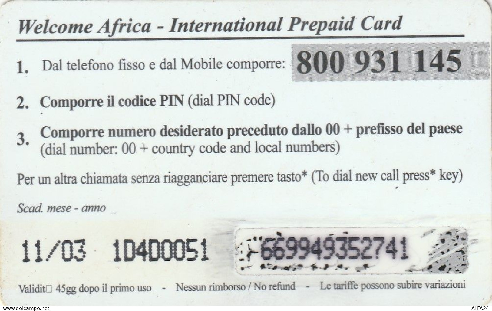 PREPAID PHONE CARD ITALIA  (CZ1989 - Públicas Ordinarias