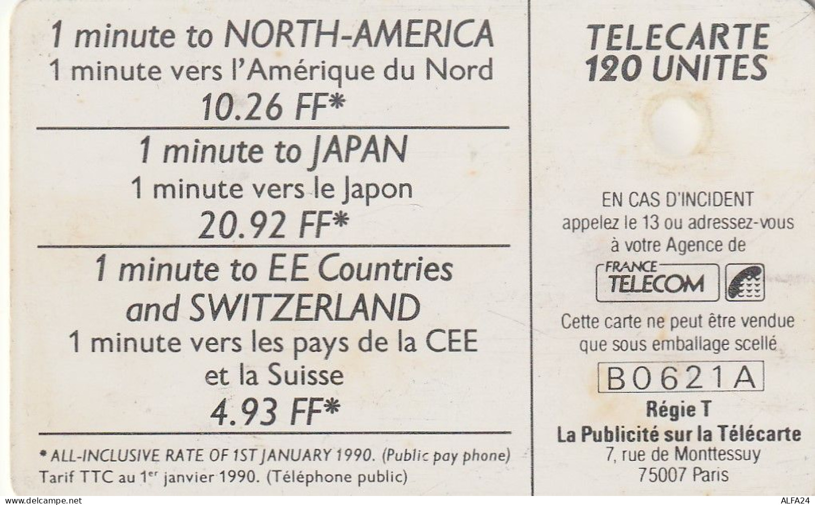 PHONE CARD FRANCIA 1990 (CZ1963 - 1990