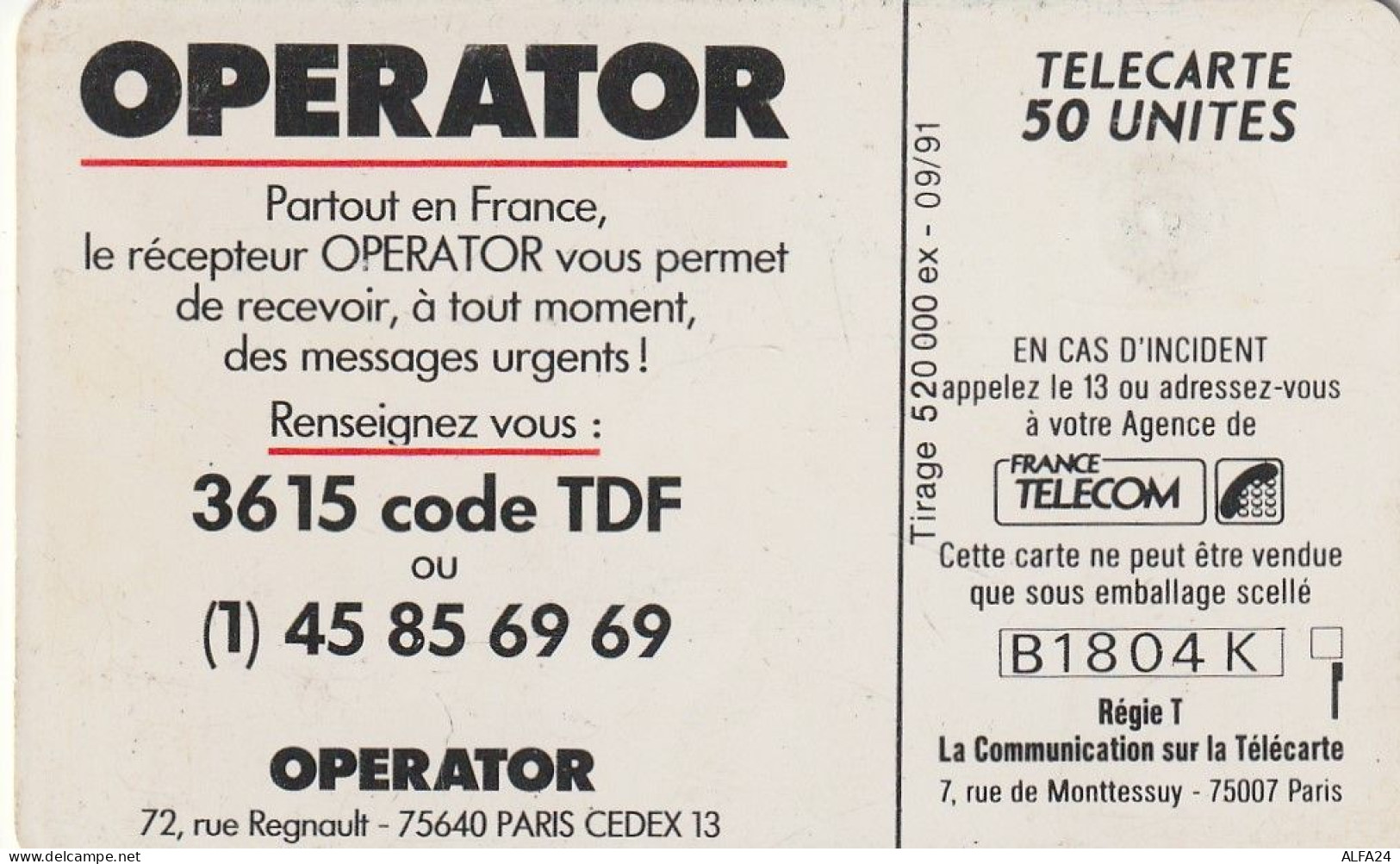 PHONE CARD FRANCIA 1991 (CZ1955 - 1991