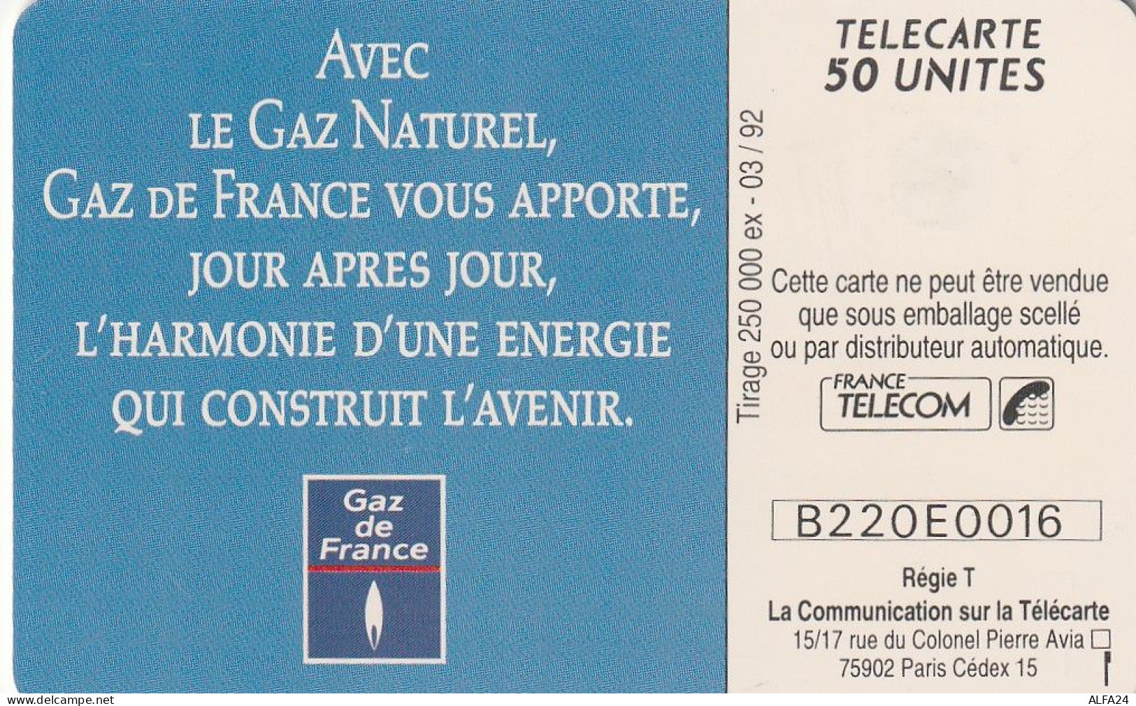 PHONE CARD FRANCIA 1992 (CZ1949 - 1992