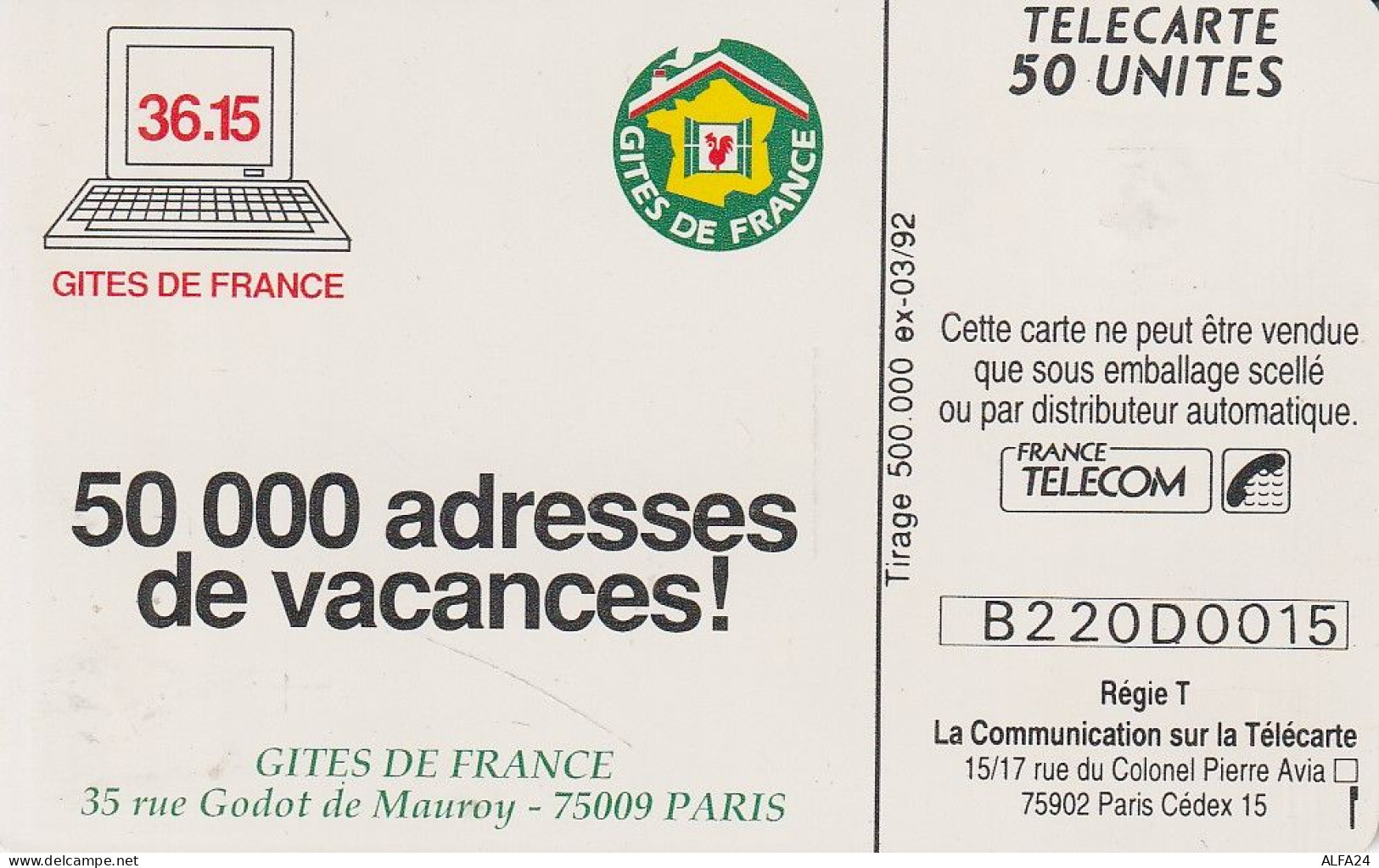 PHONE CARD FRANCIA 1992 (CZ1950 - 1992