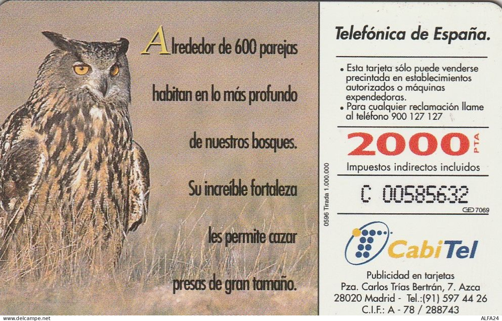 PHONE CARD SPAGNA FAUNA IBERICA (CZ1924 - Basisuitgaven