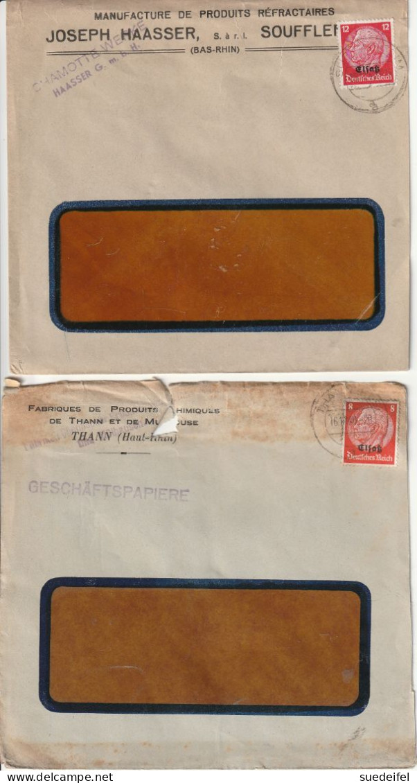 2 X Enveloppe, Elsaß,   De Thann, Et Souflenheim - Covers & Documents