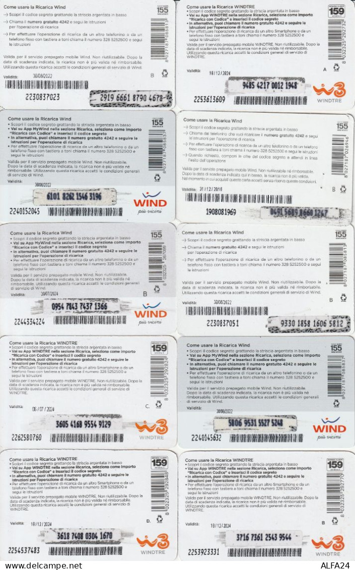 LOTTO 10 RICARICHE WIND ULTIME EMISSIONI  (CZ1772 - [2] Sim Cards, Prepaid & Refills