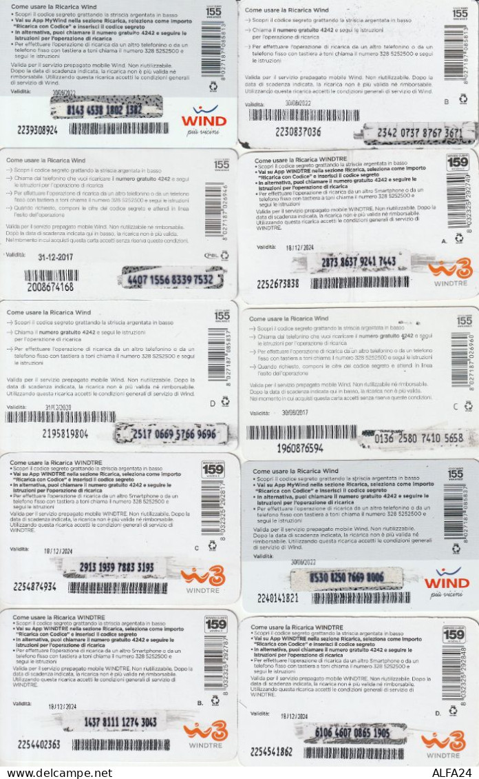 LOTTO 10 RICARICHE WIND ULTIME EMISSIONI  (CZ1761 - [2] Sim Cards, Prepaid & Refills