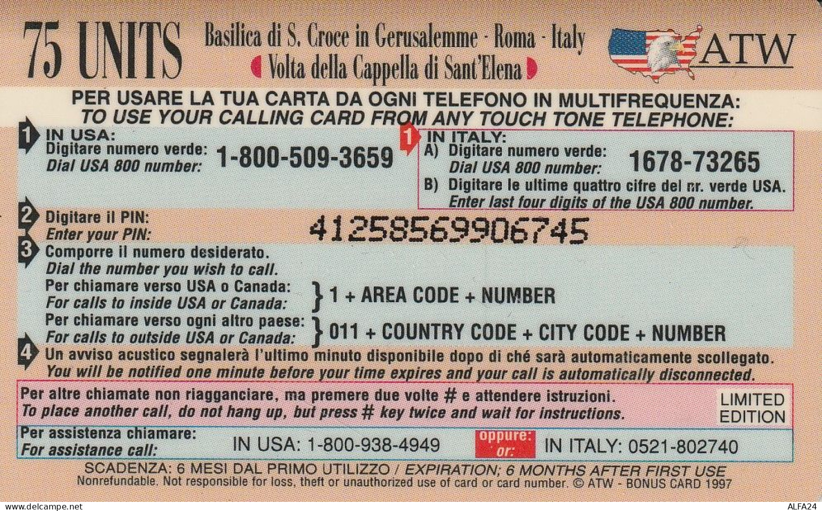 PREPAID PHONE CARD ITALIA  (CZ1505 - Públicas Ordinarias