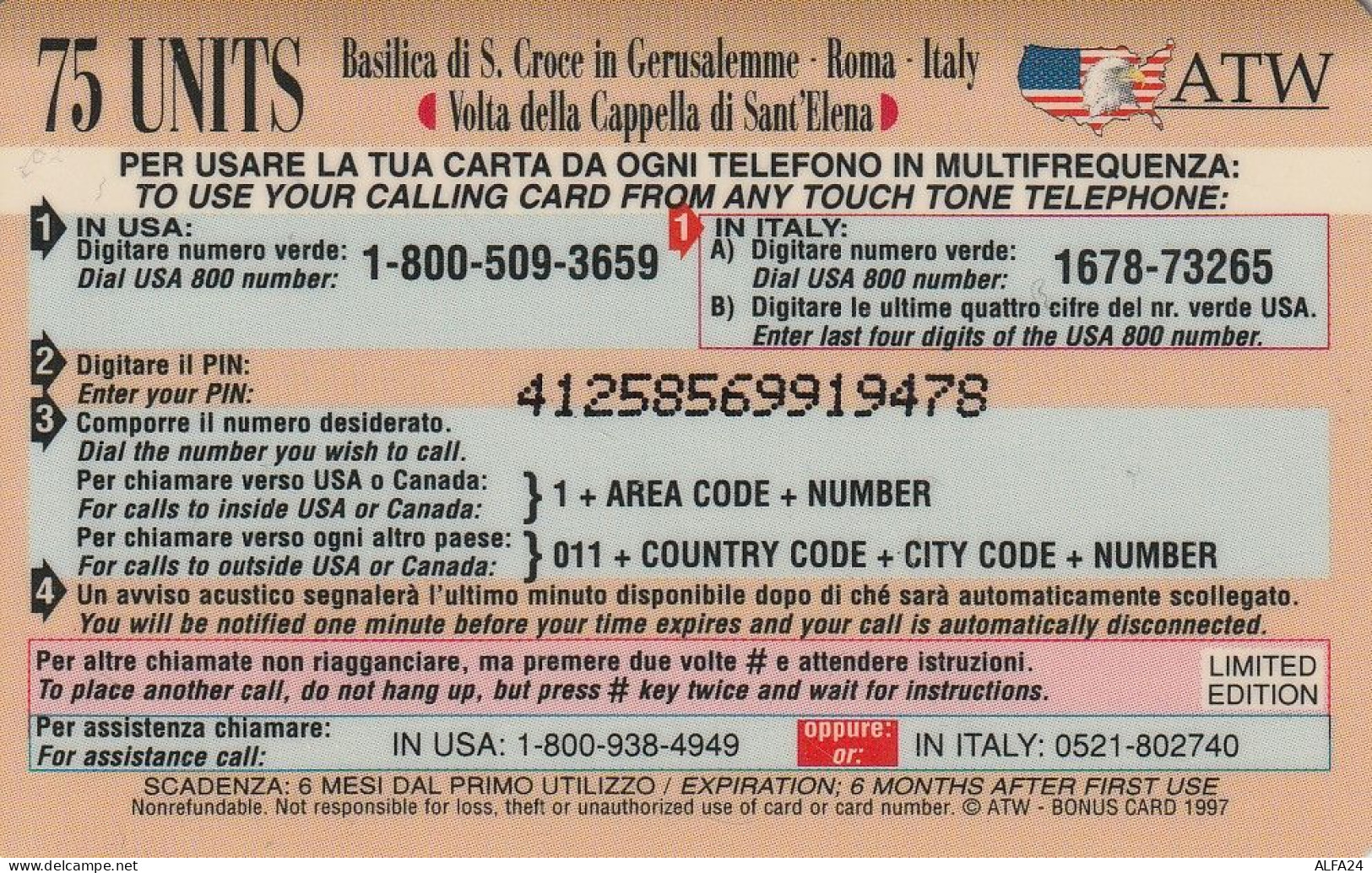 PREPAID PHONE CARD ITALIA  (CZ1507 - Públicas Ordinarias