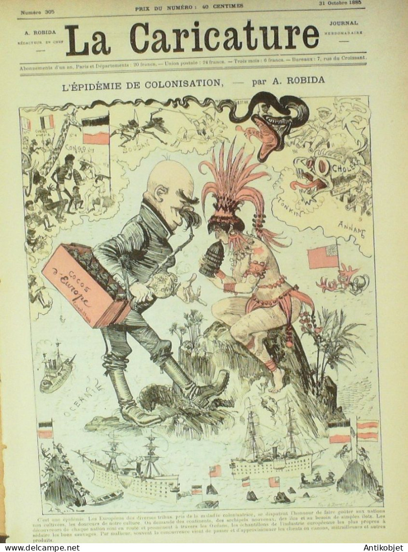 La Caricature 1885 N°305 Epidémie De Colonisation Robida Sorel Trock Lockroy Par Luque Job - Revistas - Antes 1900