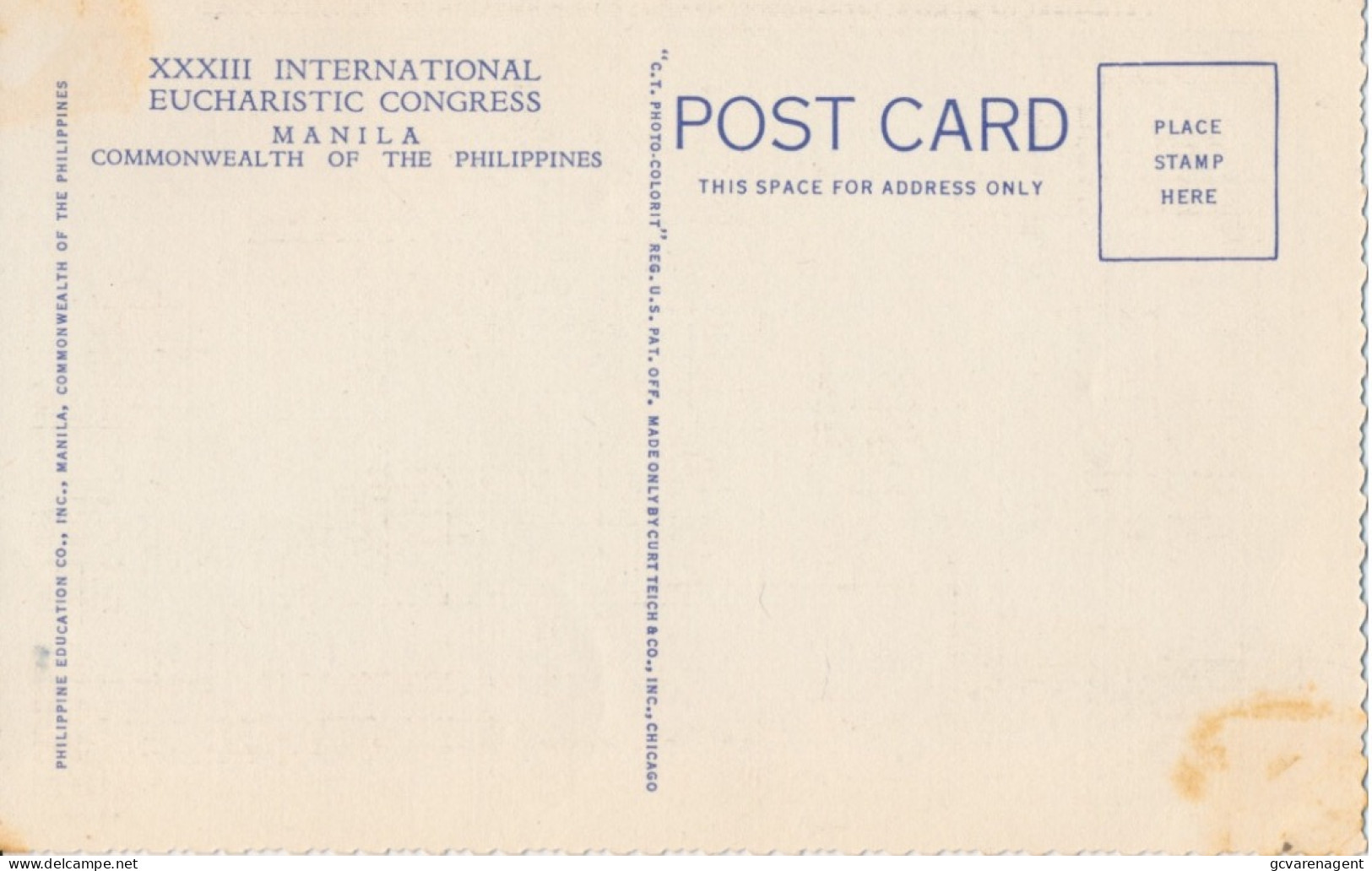 CATHEDRAL OF MANILA INTRAMUROS. , COMMONWEALTH OF THE PHILIPPINES.        2 SCANS - Filippine