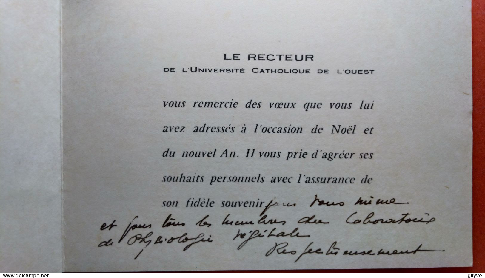 Carte (49) Angers. LE RECTEUR. Carte De Remerciement Aux Membres Du Laboratoire De Physiologie Végétale  (7A.n°321) - Angers