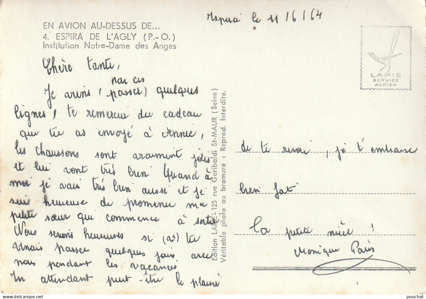 HO 17 - (66) ESPIRA DE L'AGLY - INSTITUTION NOTRE DAME DES ANGES - CARTE COULEURS - 2 SCANS - Otros & Sin Clasificación