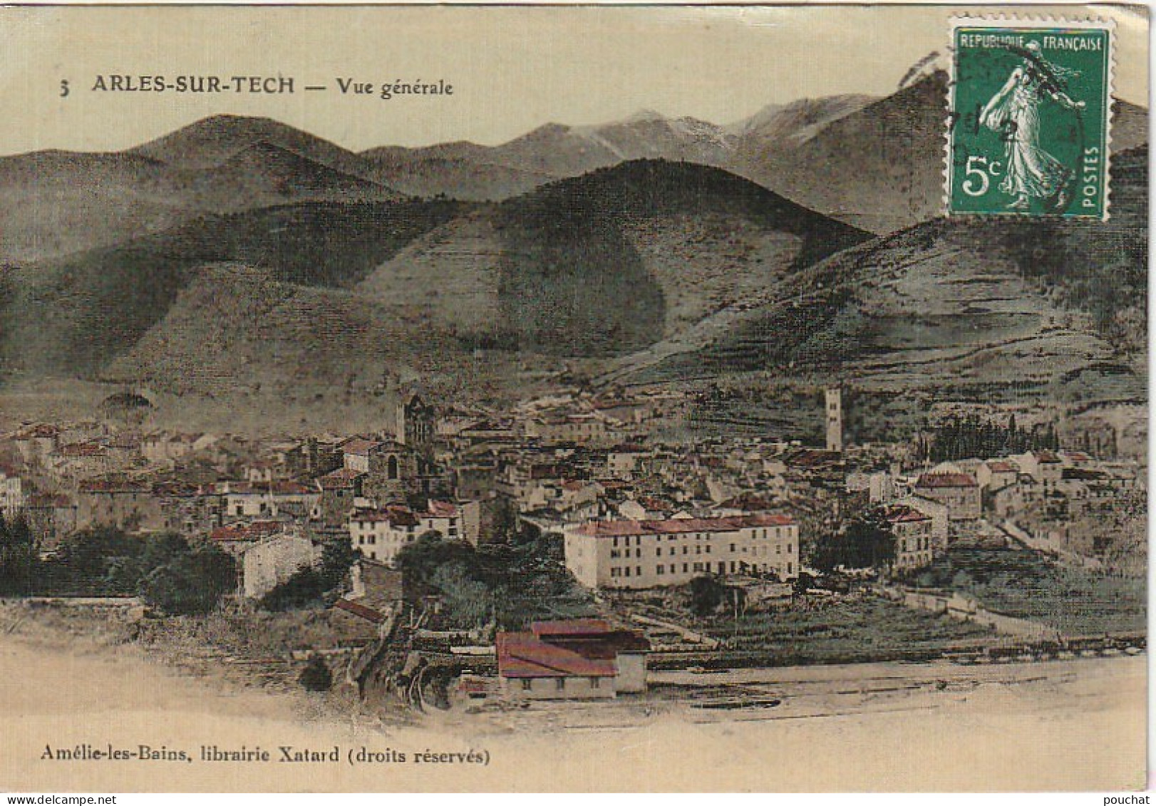 HO 19 - (66) ARLES SUR TECH   -  VUE GENERALE  -  CARTE COLORISEE - 2 SCANS - Sonstige & Ohne Zuordnung