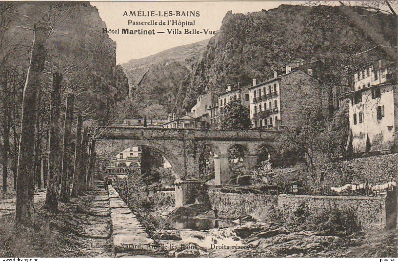 HO 20-(66) AMELIE LES BAINS  -  PASSERELLE DE L'HOPITAL - HOTEL MARTINET - VILLA BELLE VUE  - 2 SCANS  - Other & Unclassified