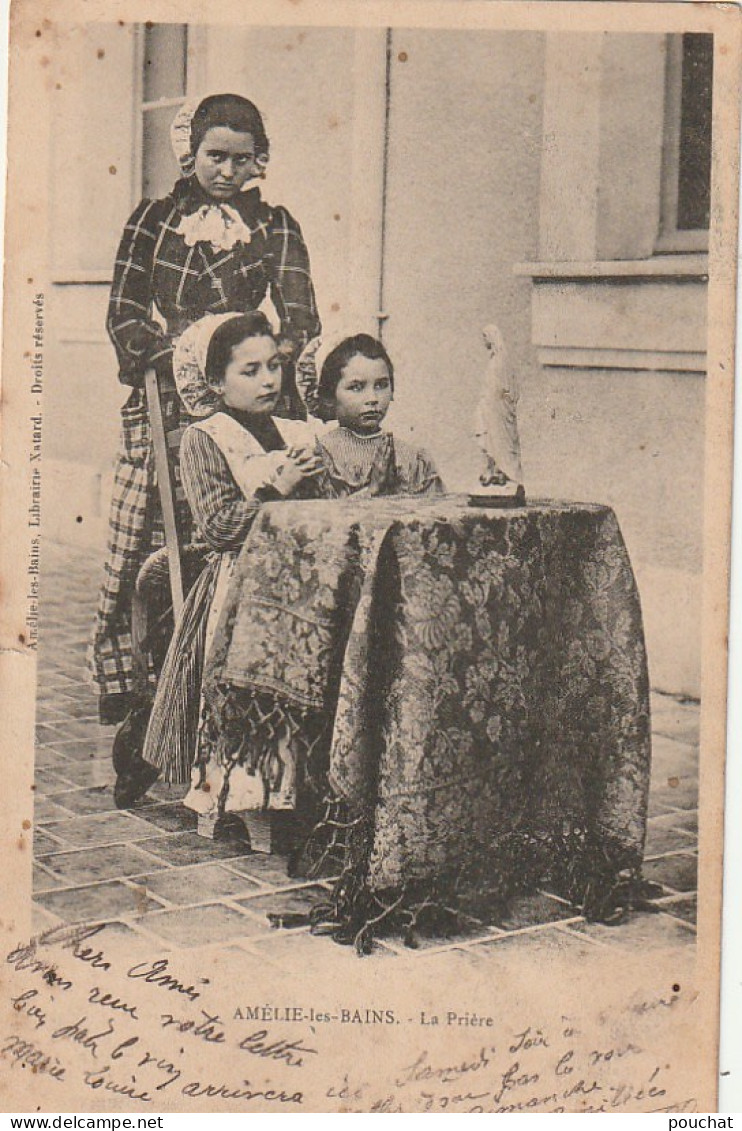 HO 21 - (66) AMELIE LES BAINS -  LA PRIERE - ENFANTS PRIANT DEVANT LA STATUE DE LA VIERGE   - 2 SCANS - Otros & Sin Clasificación