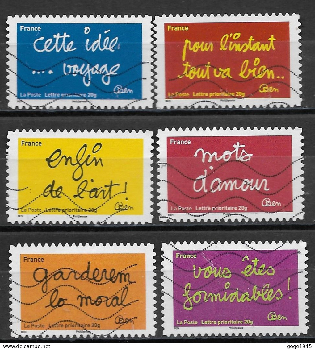 France 2011 Oblitéré Autoadhésif  N° 613 - 614 - 615 - 617 - 619 - 620  -   Sourires Par L'humoriste Ben - Used Stamps