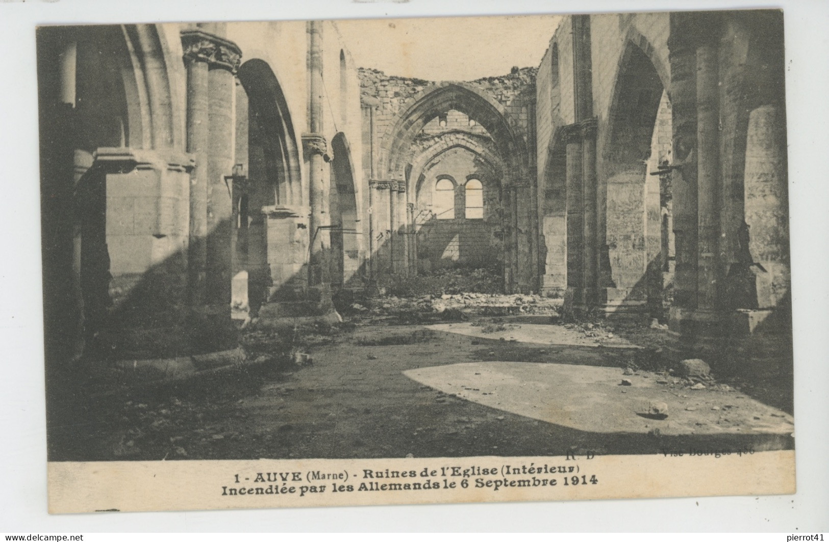 AUVE - Ruines De L'Eglise (intérieur) Incendiées Par Les Allemands Le 6 Septembre 1914 - Autres & Non Classés