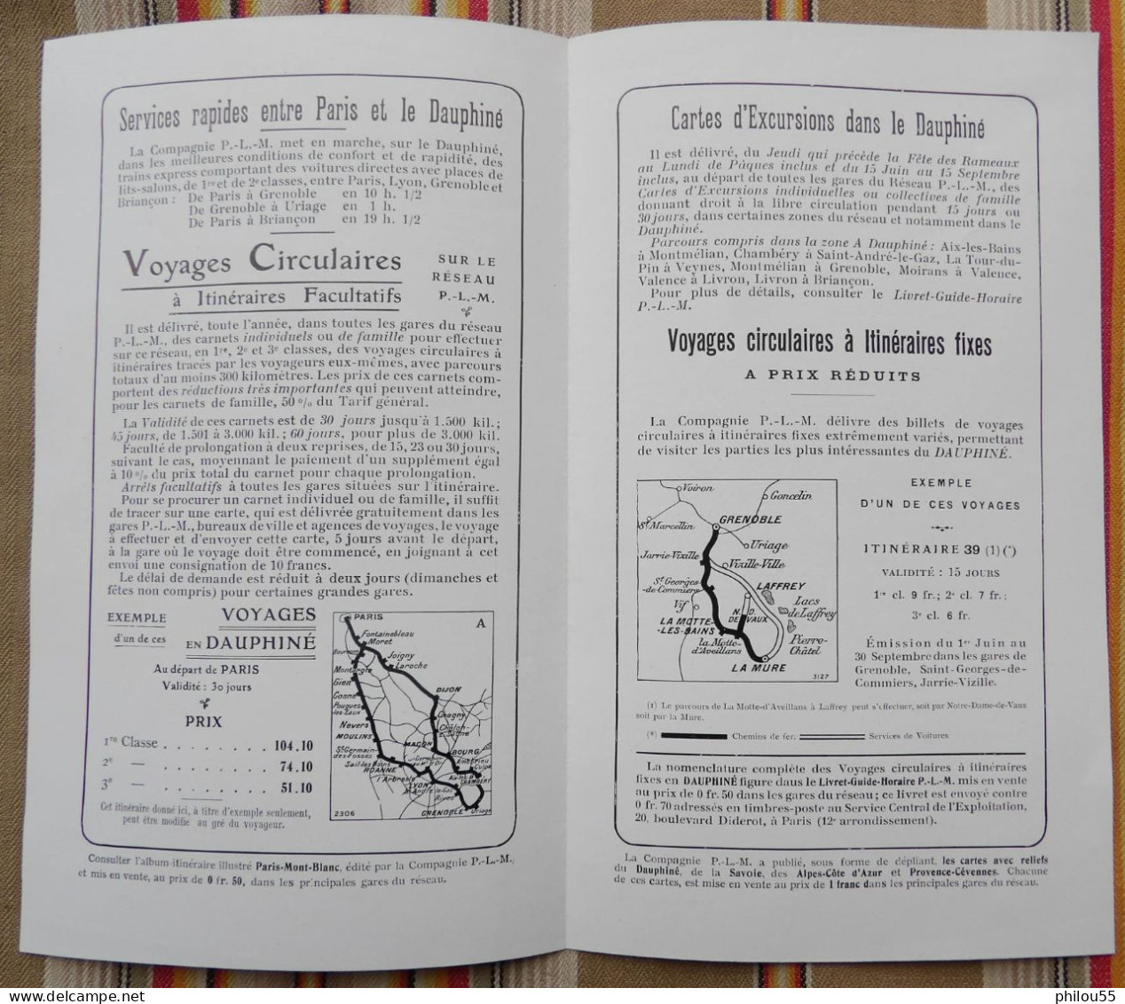 Depliant 2 Volets Dauphiné CHEMINS DE FER PARIS LYON MEDITERANEE  Ete 1908 - Cuadernillos Turísticos