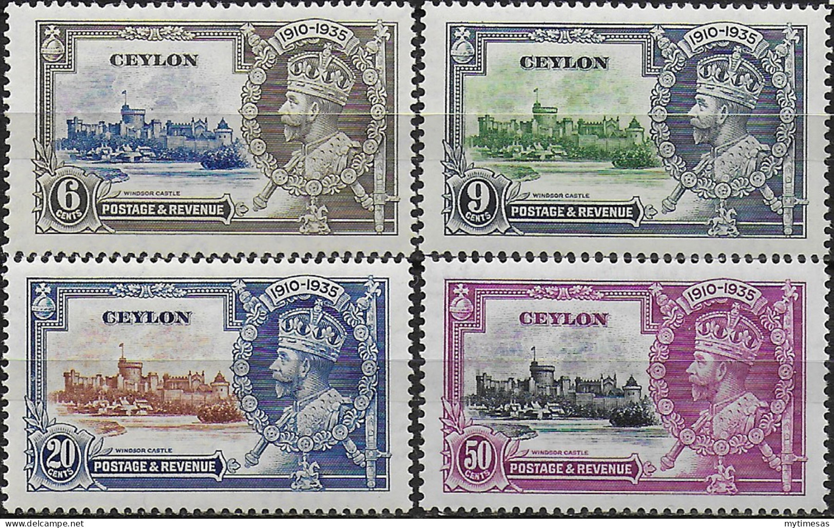 1935 Ceylon Silver Jubilee 4v. MNH SG N. 379/82 - Other & Unclassified