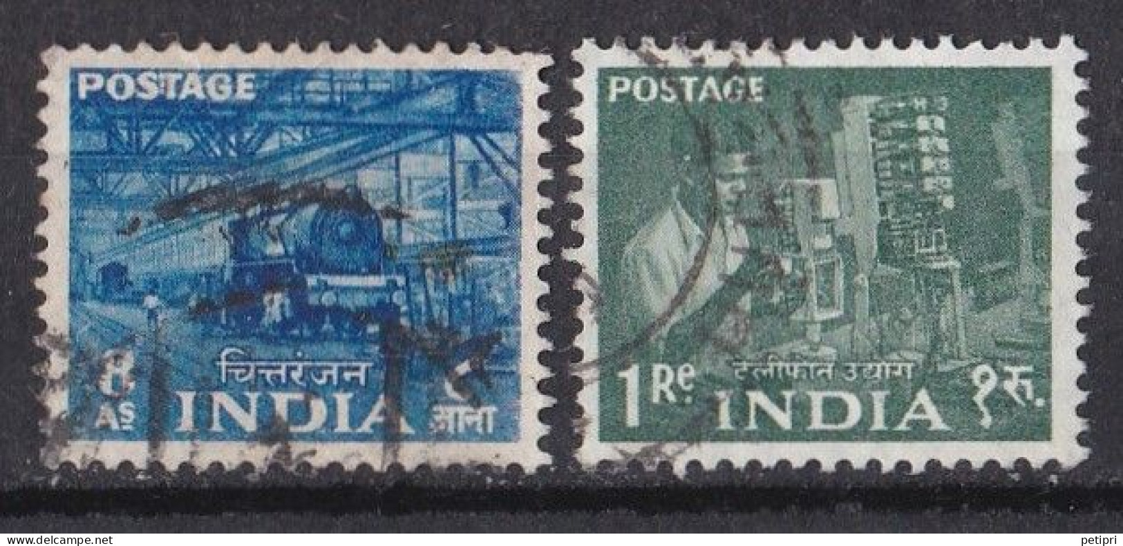 Inde  - 1950  1959 -  République -  Y&T N °  61  Et  63  Oblitérés - Gebruikt