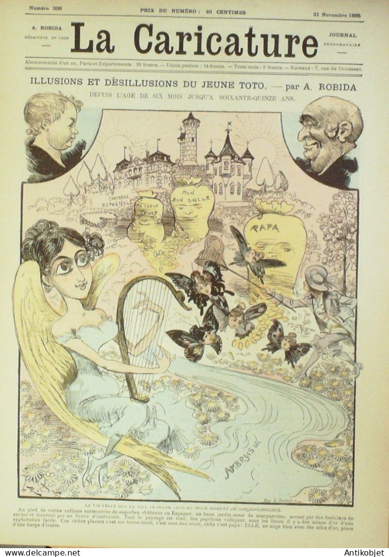 La Caricature 1885 N°308 Jeune Toto Robida Doctoresse Sorel Pompier Job Gino - Magazines - Before 1900