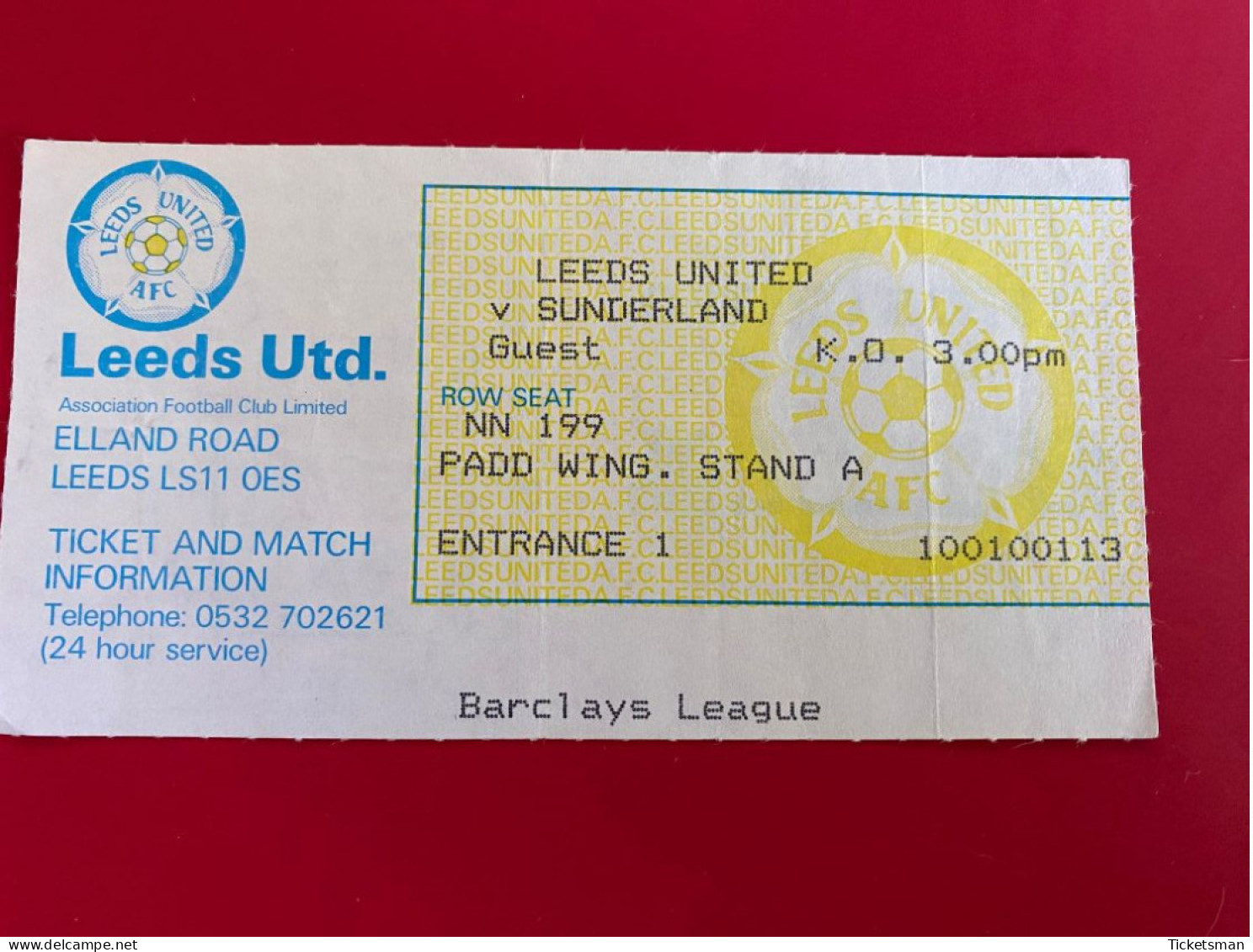 Football Ticket Billet Jegy Biglietto Eintrittskarte Leeds United - FC Sunderland No Date - Tickets - Vouchers