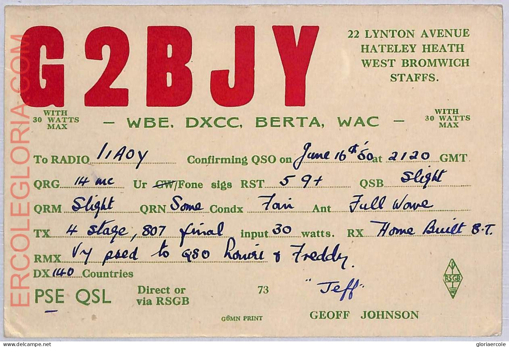 Ad9083 - GREAT BRITAIN - RADIO FREQUENCY CARD - 1950 - Radio