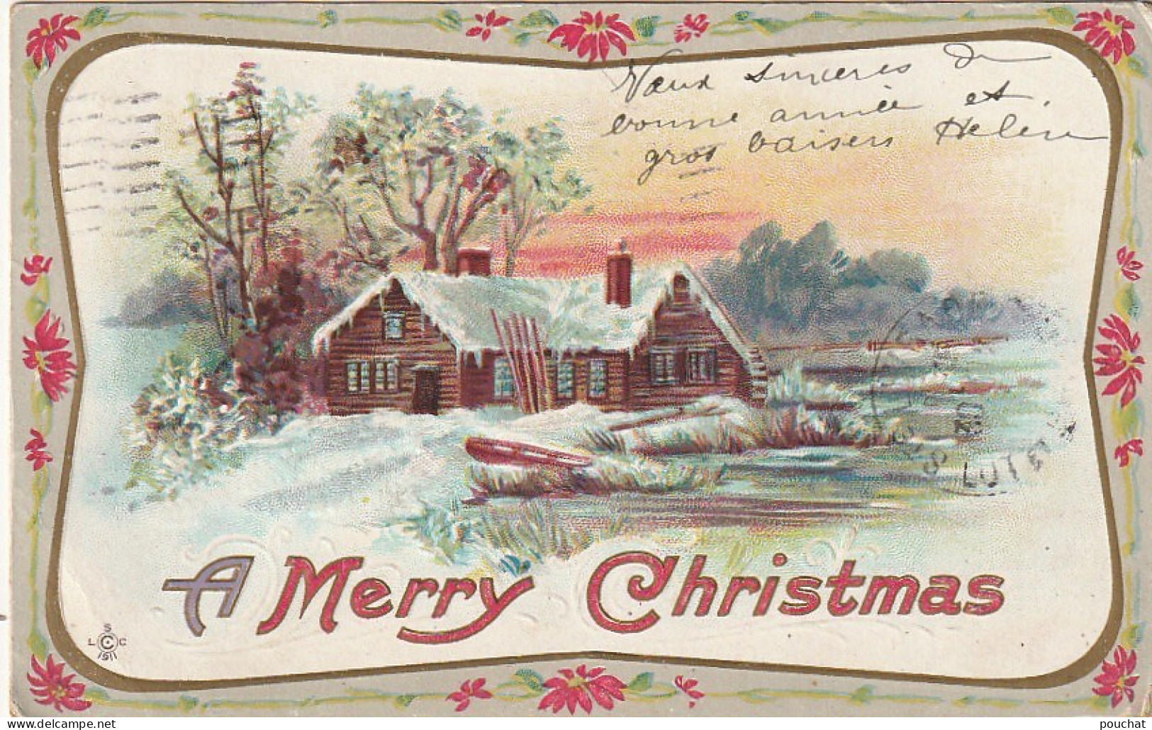 HO 27 -  CARTE  FANTAISIE  " A MERRY CHRISTMAS " -  PAYSAGE ENNEIGE  - 2 SCANS - Andere & Zonder Classificatie