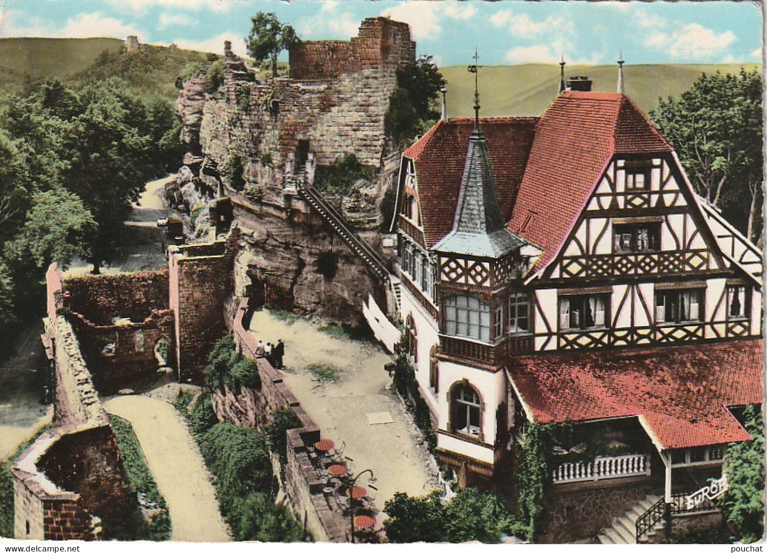 IN 1 - (67)  LE HAUT BARR ET L'HOTEL  -TAMPON DOS "SAVERNE , SES ROSES" - CARTE COULEURS  - 2 SCANS - Barr