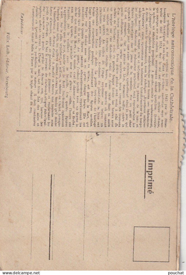 IN 2 - (67) STRASBOURG  - L'HORLOGE ASTRONOMIQUE DE LA CATHEDRALE - CARTE COULEURS A SYSTEME  -  2 SCANS  - Straatsburg