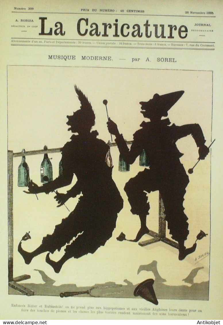 La Caricature 1885 N°309 Musique Moderne Sorel Toto Robida Job Lys - Tijdschriften - Voor 1900