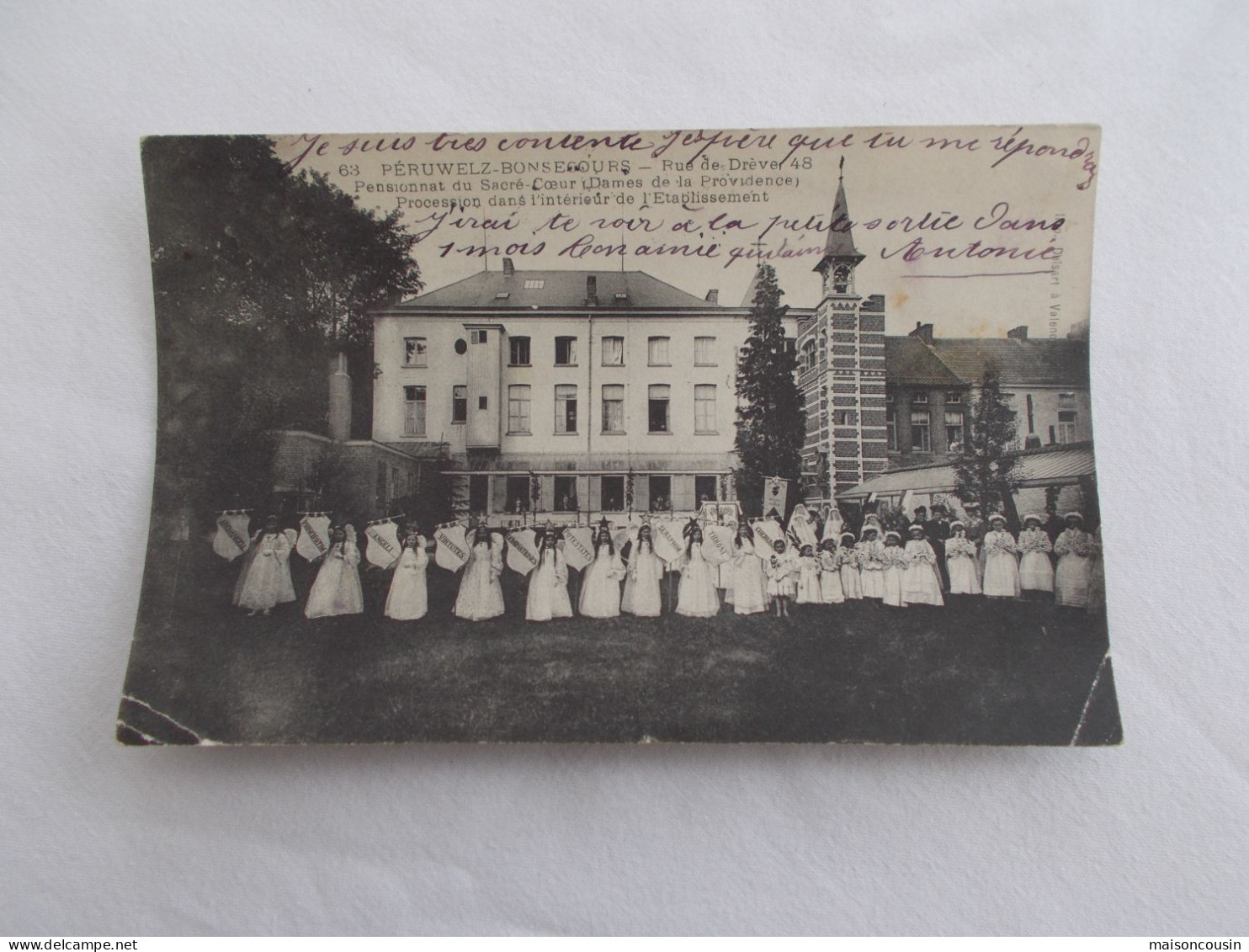 CARTE POSTALE ANCIENNE PERUWELZ BONSECOURS PROCESSION SACRE COEUR SNAPSHOT - Sonstige & Ohne Zuordnung