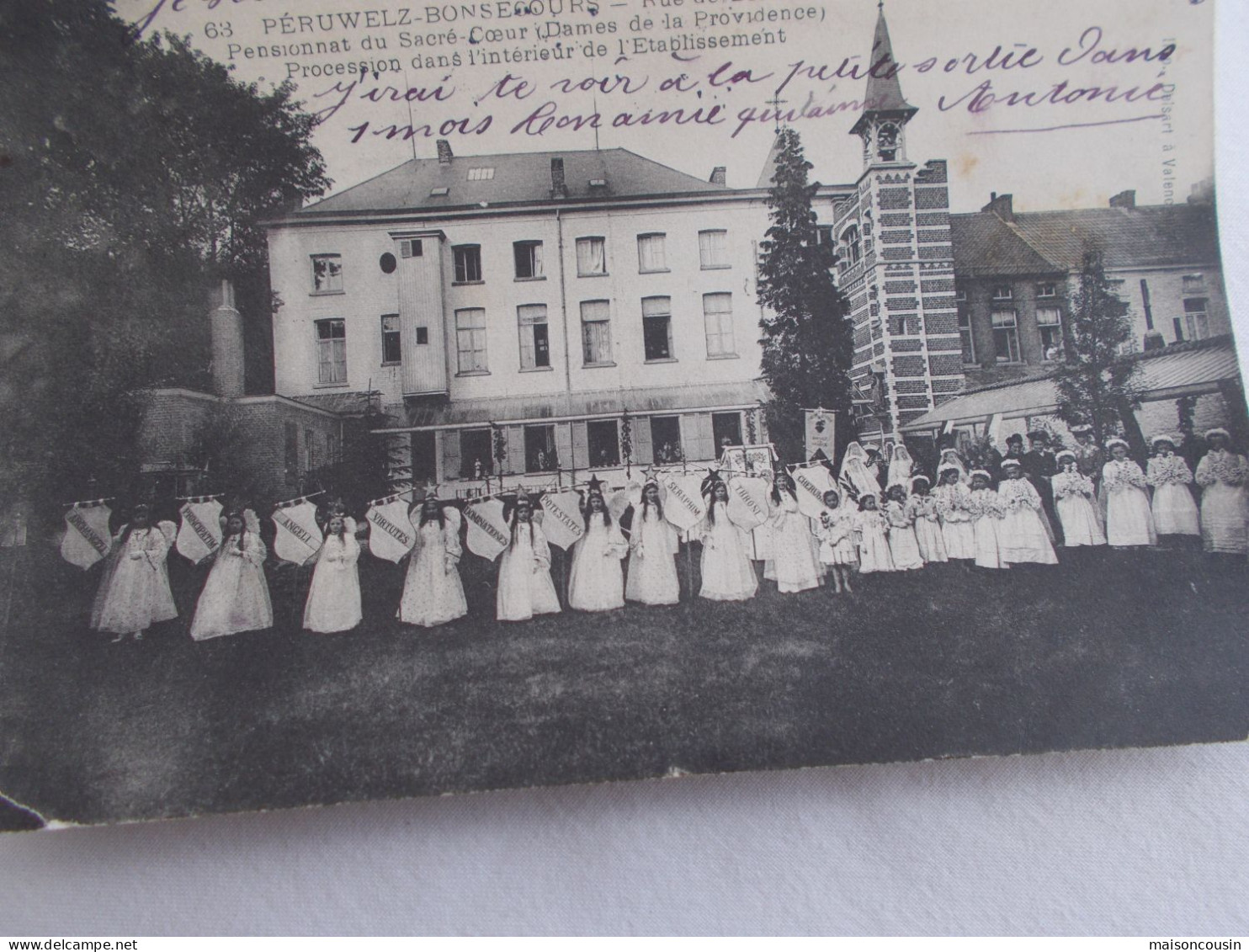 CARTE POSTALE ANCIENNE PERUWELZ BONSECOURS PROCESSION SACRE COEUR SNAPSHOT - Other & Unclassified