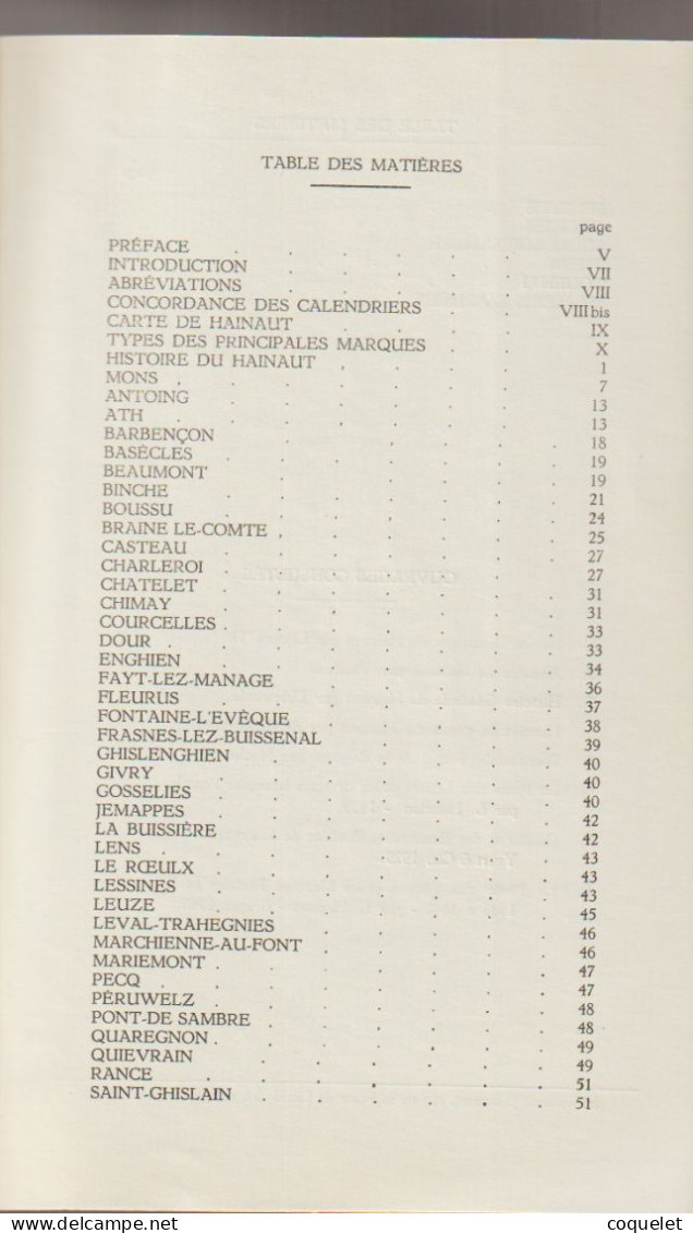 Catalogue Des Marques Postales Du Hainaut De 1648 à 1849 EXdépartement De JEMAPPES  Par Lucien HERLANT Livre De 70 Pages - Philately And Postal History