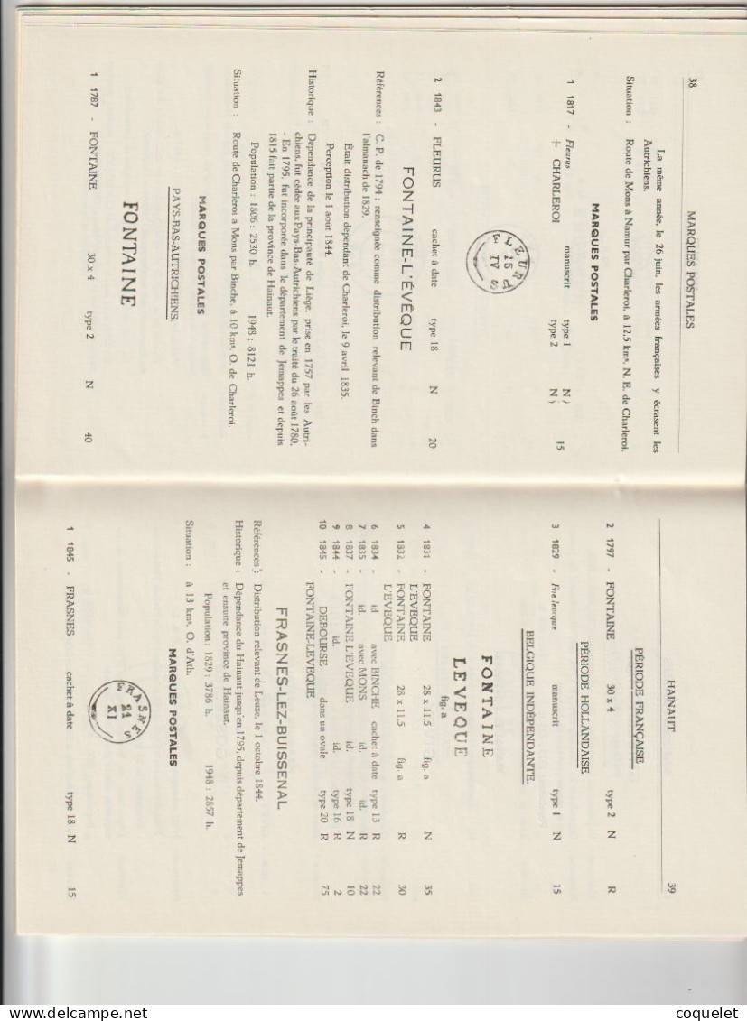 Catalogue Des Marques Postales Du Hainaut De 1648 à 1849 EXdépartement De JEMAPPES  Par Lucien HERLANT Livre De 70 Pages - Filatelia E Storia Postale