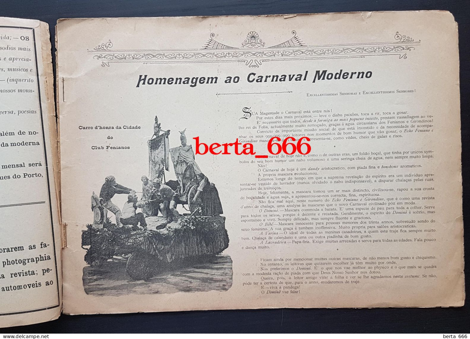 Livro Histórico * Brochura O Eco Feniano E Girondino No Carnaval De 1908 * Porto - Historische Dokumente