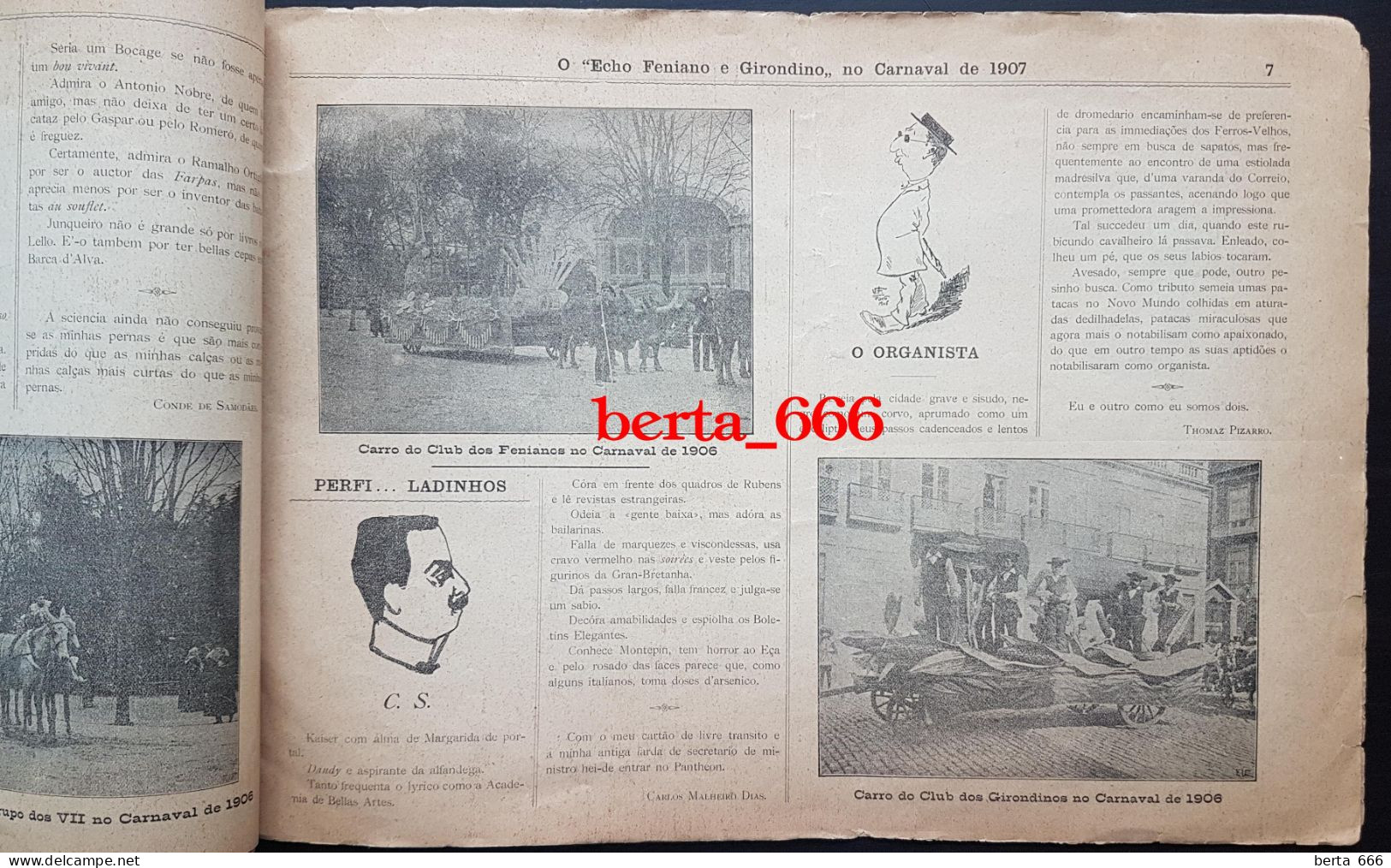 Livro Histórico * Brochura O Eco Feniano e Girondino no Carnaval de 1908 * Porto