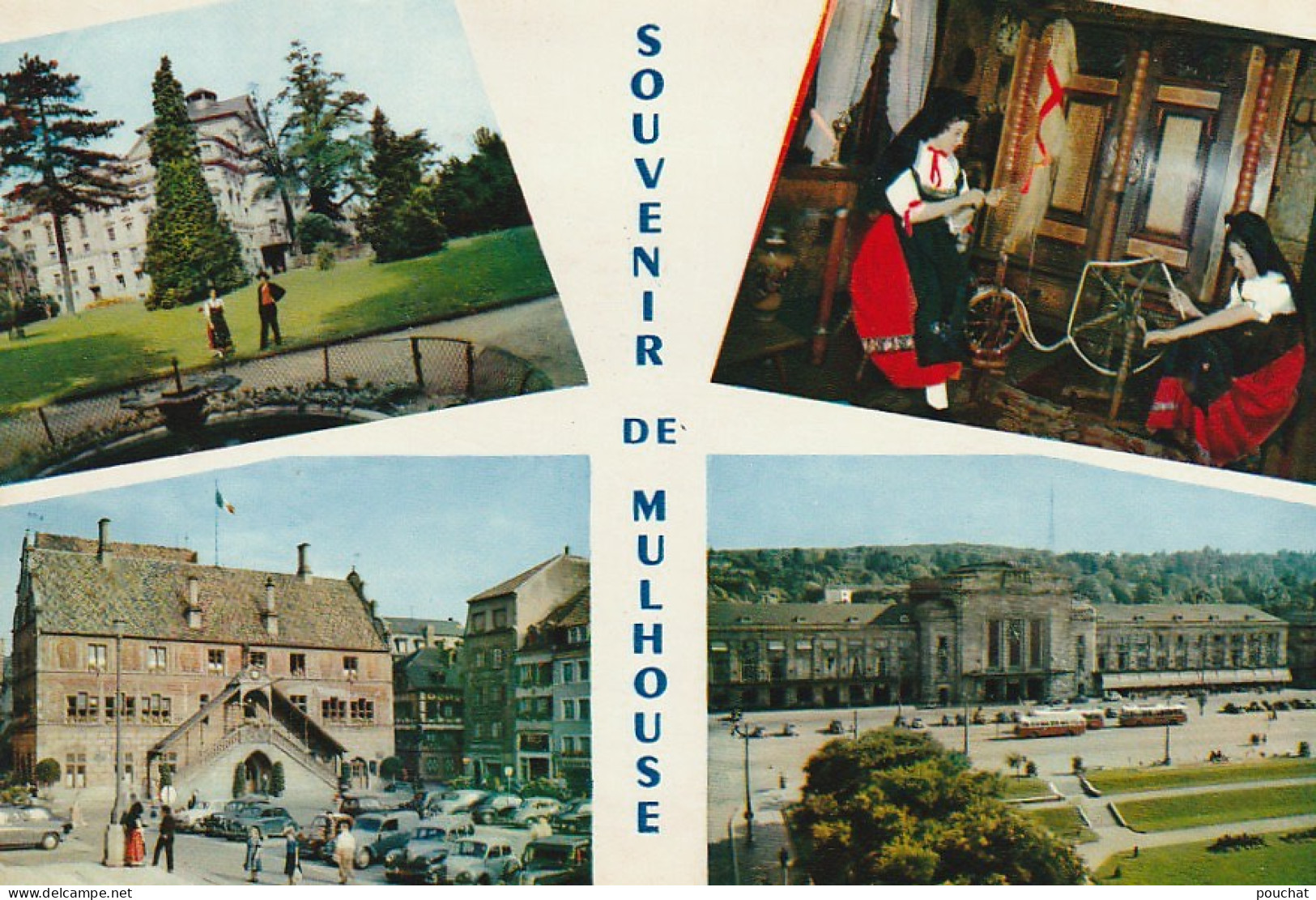 IN 4 - (68)  MULHOUSE - SOUVENIR  - CARTE COULEURS MULTIVUES - 2 SCANS  - Mulhouse